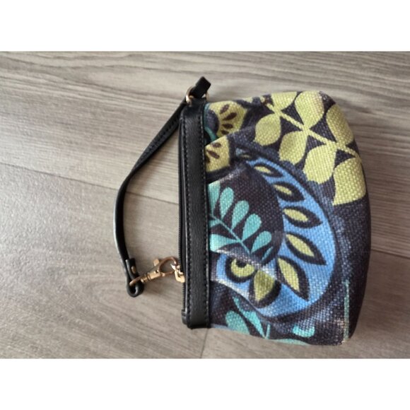 Spartina Natural Linen & Leather Wristlet With Patterned Design - Picture 4 of 8